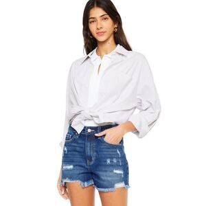 Kan Can High Rise No Stitch Frayed Hem Shorts - KC9206D - Size Medium